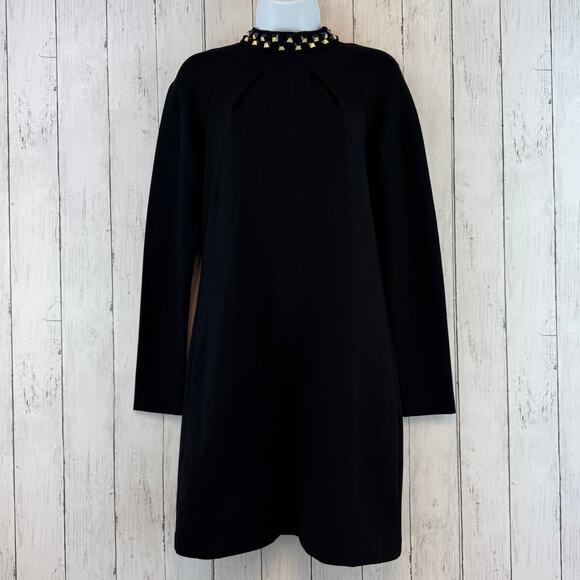 Trina Turk Black Studded Mock Neck Long Sleeve Cocktail Sheath Dress Size XS - Picture 1 of 16